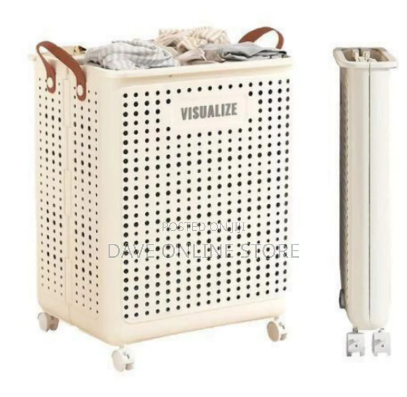 Collapsible Rolling Laundry Hamper / Storage Basket - Multicolor