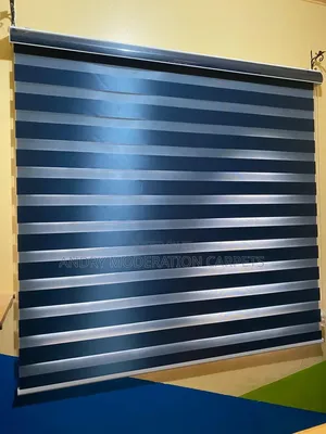 Dark Blue Zebra Office Blind Curtains