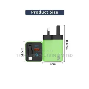 80w Gan Charger With Retractable Type-C Cable Fast Charging Adapter