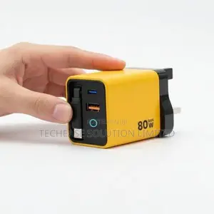 80w Gan Charger With Retractable Type-C Cable Fast Charging Adapter