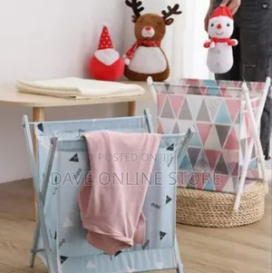 Foldable Laundry Hamper / Storage Basket With Geometric Pattern