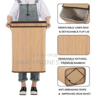Natural Bamboo Laundry Hamper With Integrated Lid