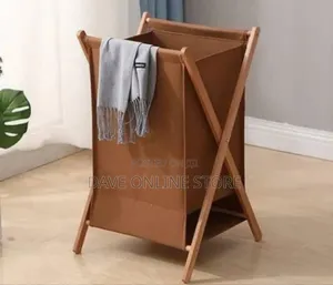 Minimalist Folding Laundry Hamper With Wooden Frame