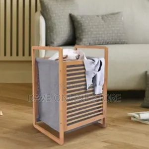 Modern Bamboo Laundry Hamper With Removable Fabric Liner