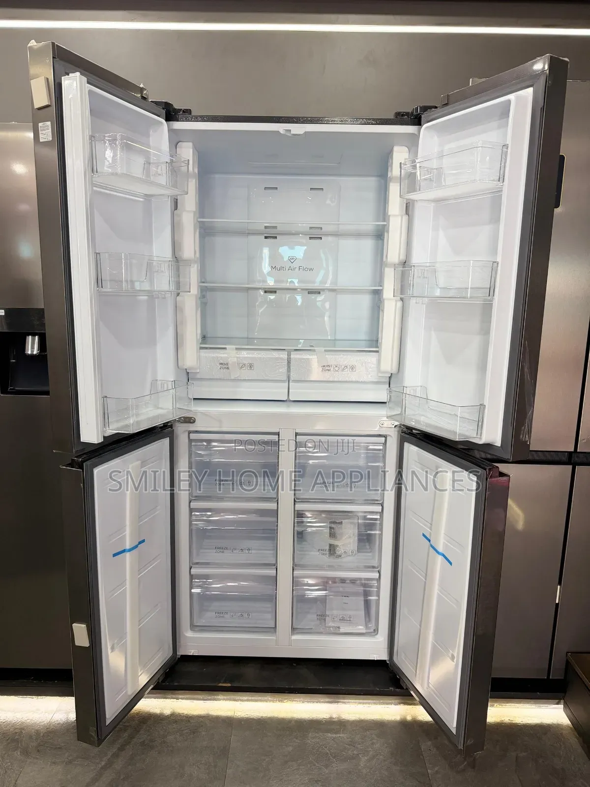 TCL 4 Door Side by Side No Frost Refrigerator 560ltrs Stainless Steel