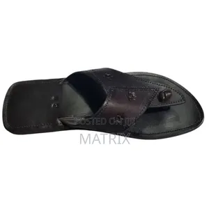 Men's Hard Leather Open Shoes-Black