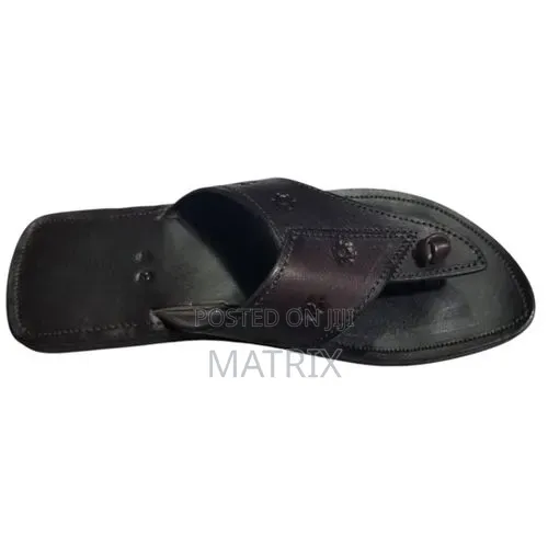 Men's Hard Leather Open Shoes-Black