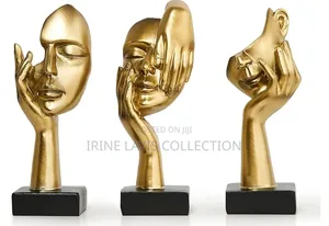 3 Pieces Gold Thinker Statues.