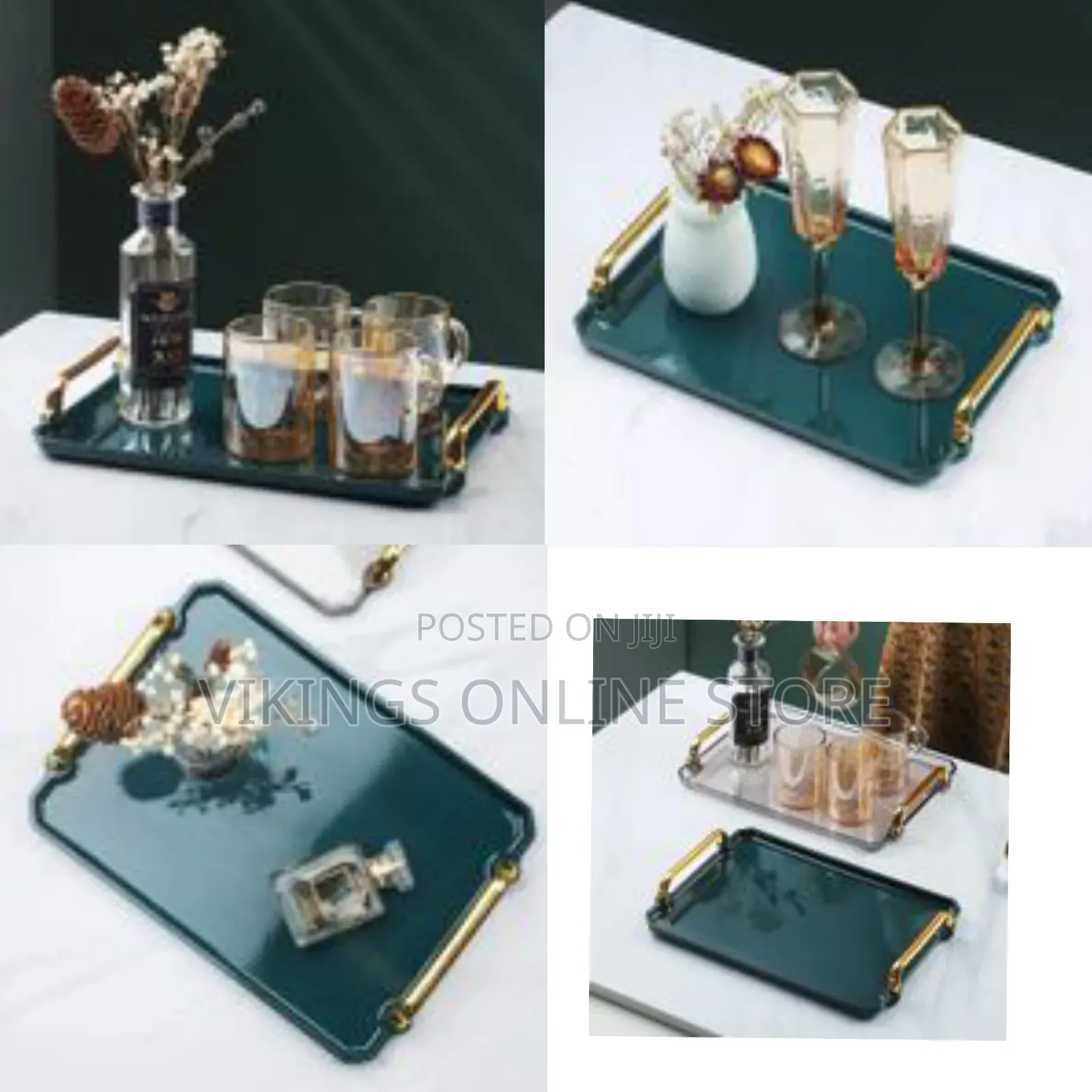 16 Inches Acrylic Serving Tray With Handles Decorative Coffee Table