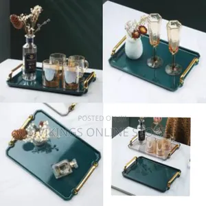 16 Inches Acrylic Serving Tray With Handles Decorative Coffee Table