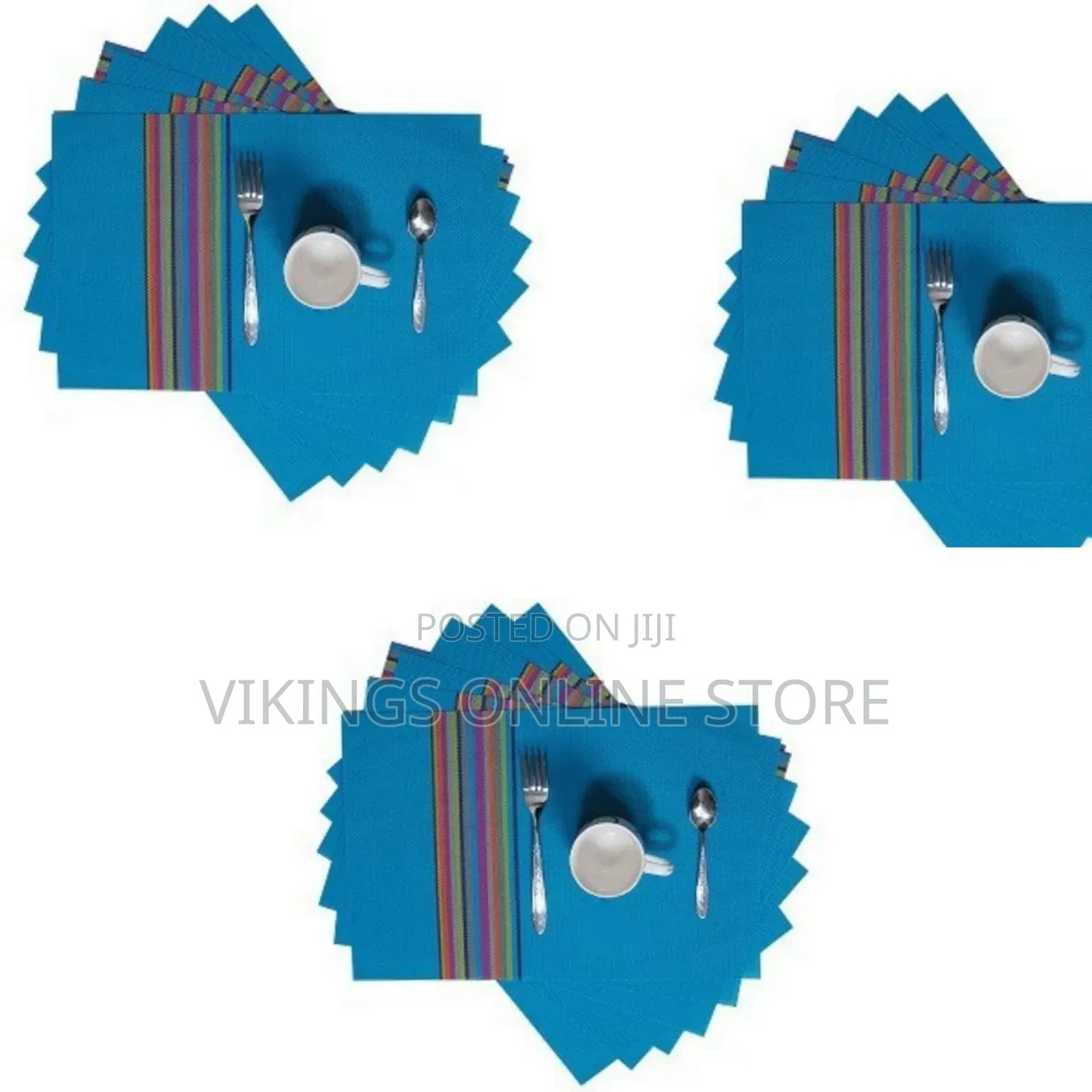 Table Mate 6 PCS Table Mats With a Runner - Blue