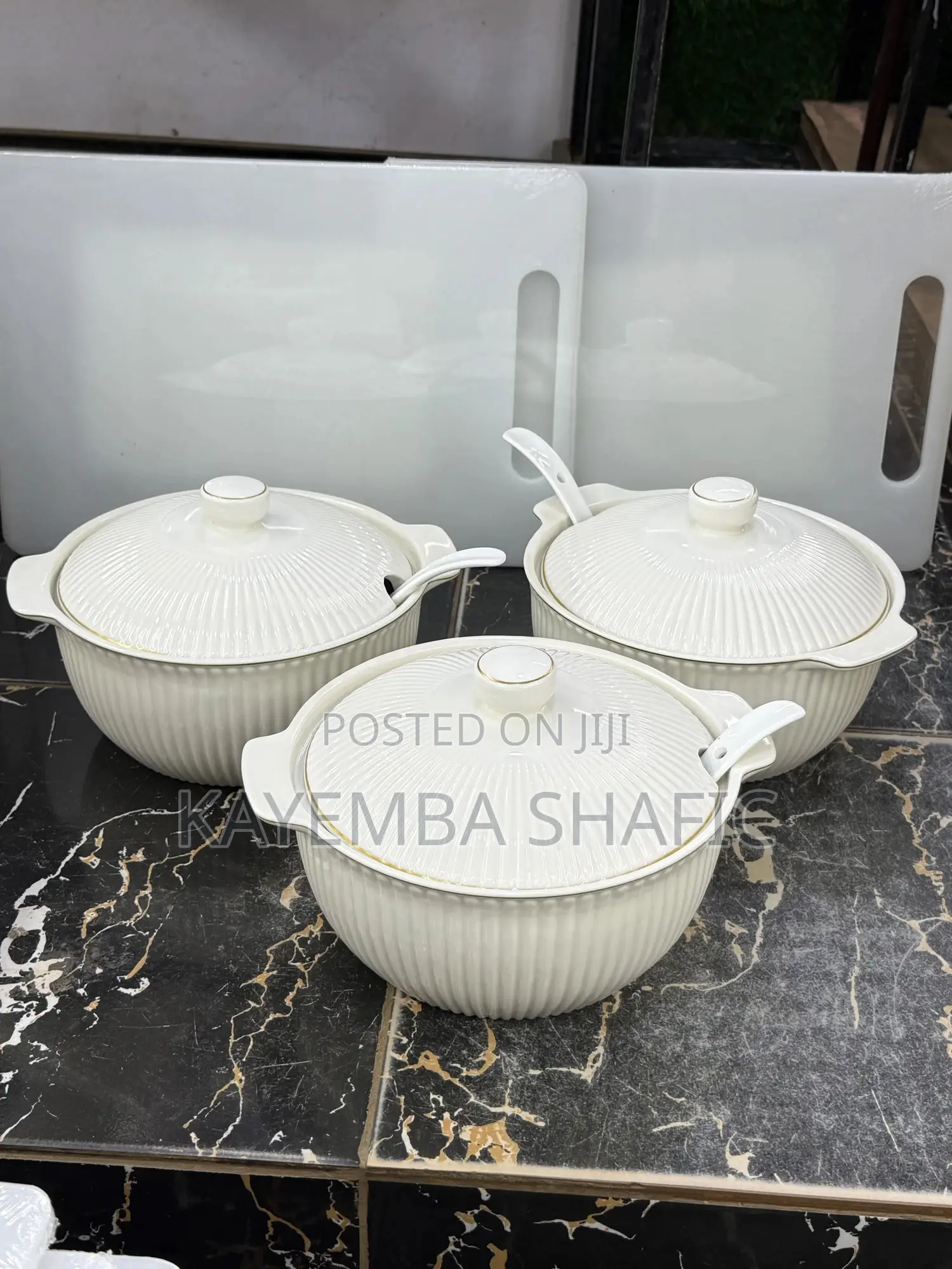 Elegant 3-Piece White Ceramic Serving Dish Set