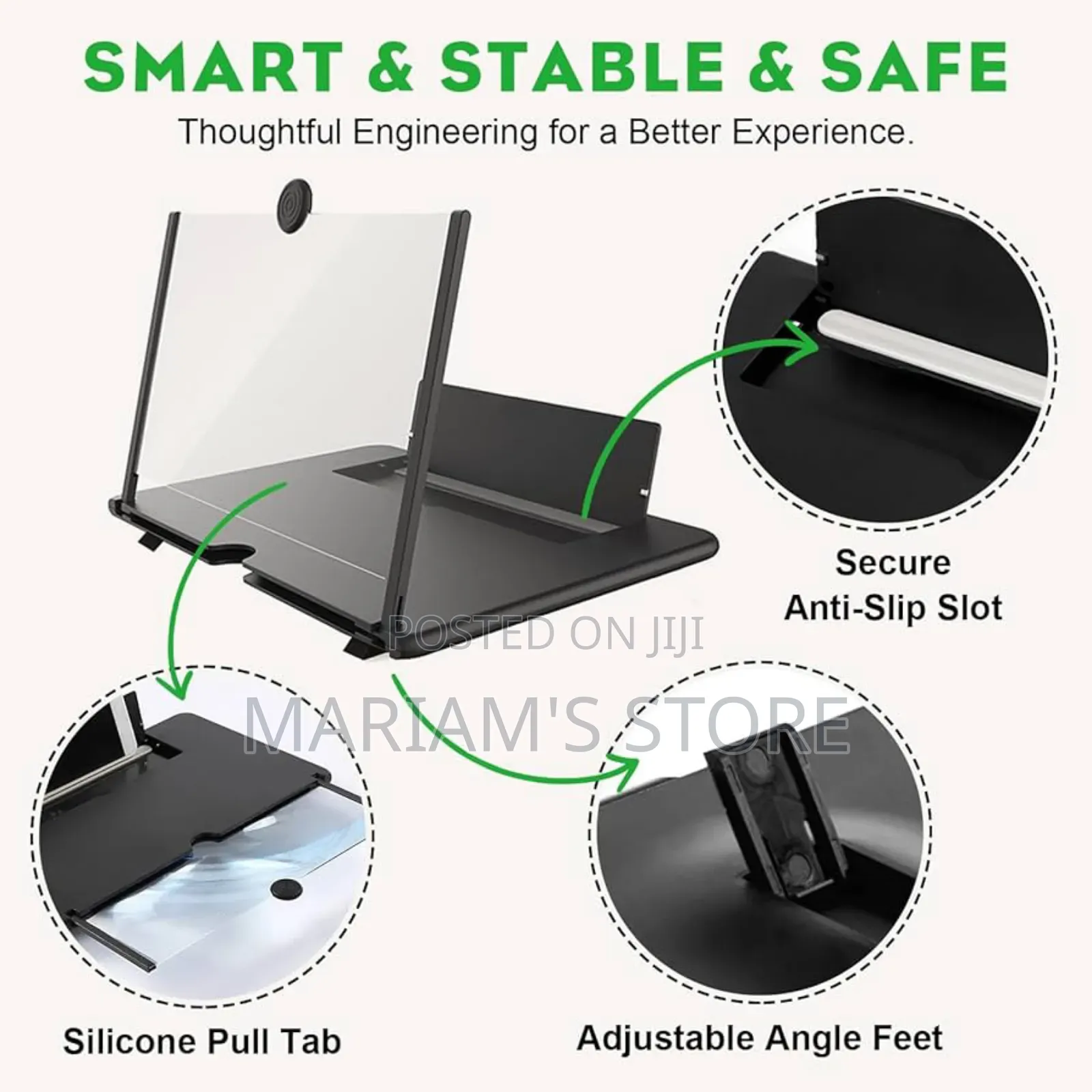 Foldable 3d Mobile Phone Screen Magnifier And Holder Stand.