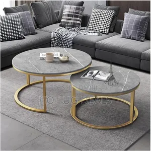 Set of 2 End Coffee Round Table for Living Room Balcony