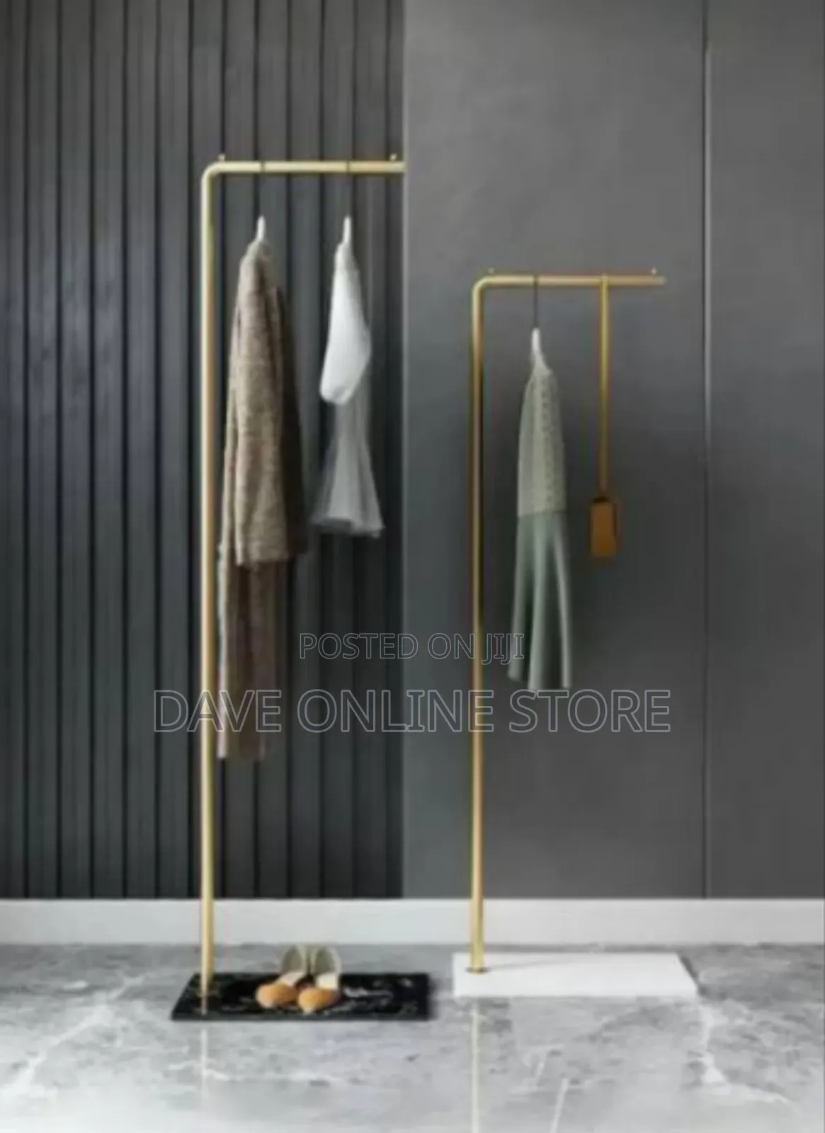 Freestanding Modern Garment Rack With Storage Base