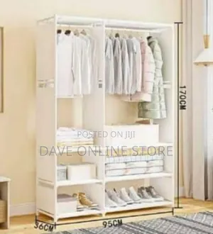 Double-Row Portable Clothes Storage Wardrobe