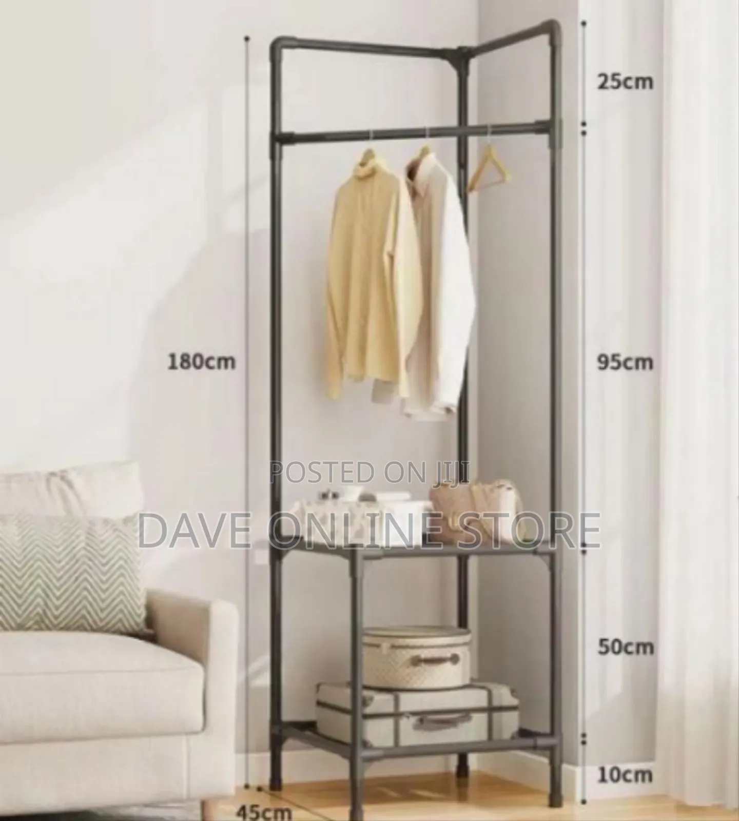 Industrial Corner Garment Rack and Storage Organizer