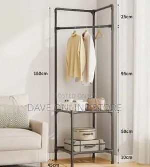 Industrial Corner Garment Rack and Storage Organizer