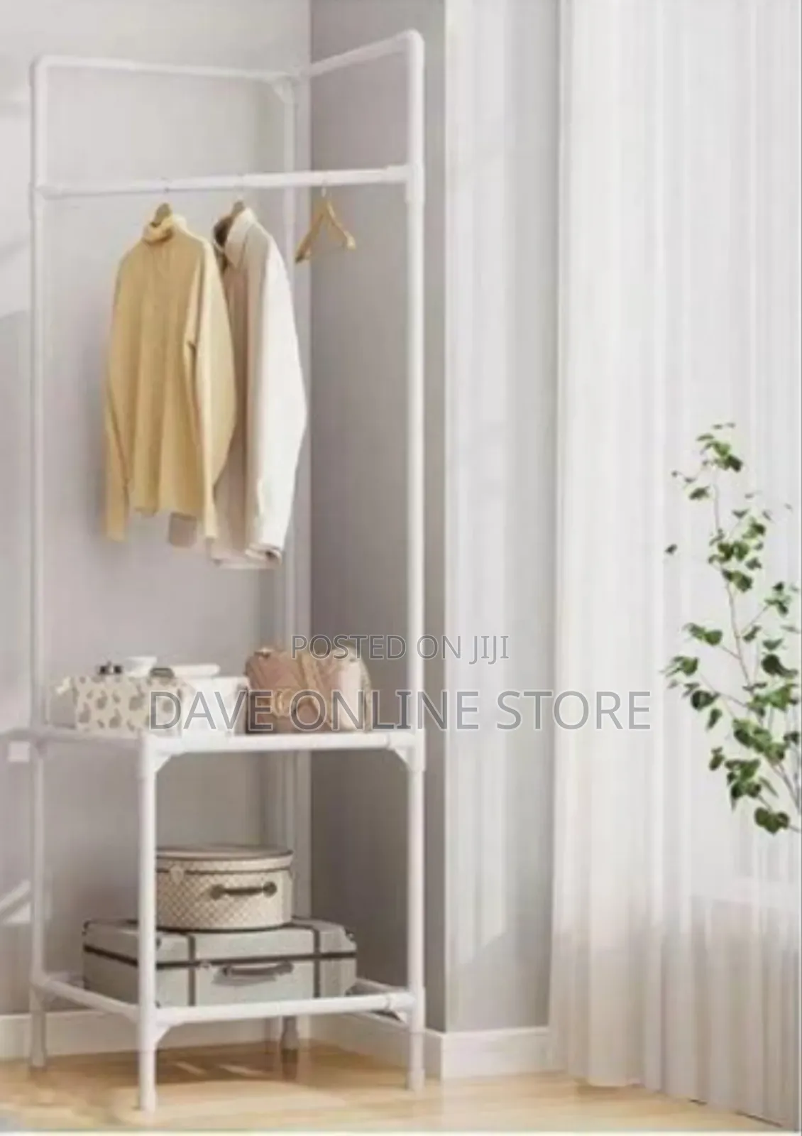 Industrial Corner Garment Rack and Storage Organizer