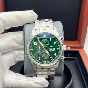 This Is an Iwc Pilot Chronograph With a Green Dial 