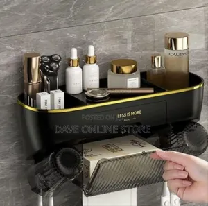 Sophisticated Wall-Mounted Bathroom Organizer and Storage Station