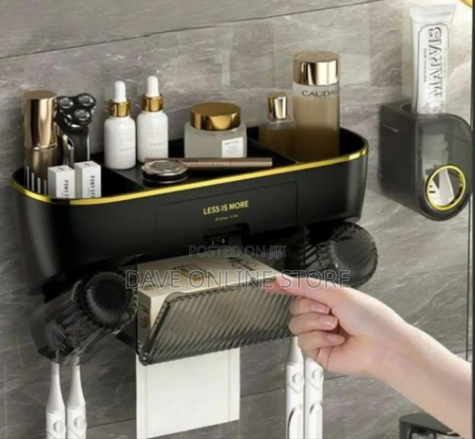 Sophisticated Wall-Mounted Bathroom Organizer and Storage Station