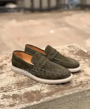 Army Green Version of Ferragamo Men’S Suede Loafers