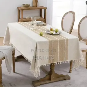 Cotton Linen Waterproof Tablecloth Burlap Table Cloths With Tassel
