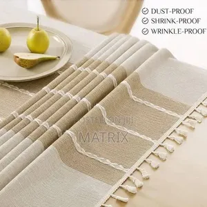 Cotton Linen Waterproof Tablecloth Burlap Table Cloths With Tassel