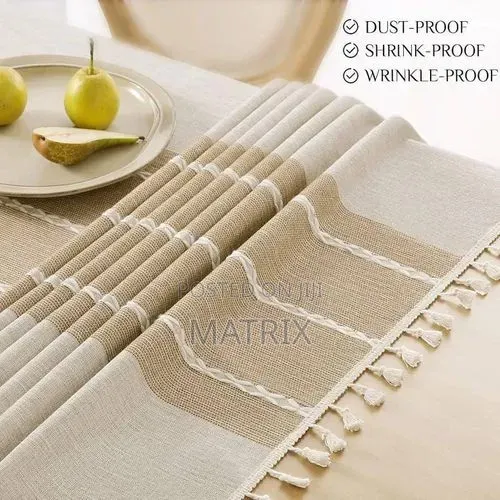 Cotton Linen Waterproof Tablecloth Burlap Table Cloths With Tassel