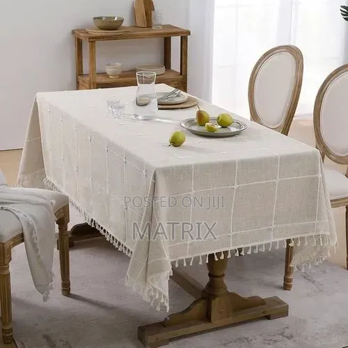 Cotton Linen Waterproof Tablecloth Burlap Table Cloths With Tassel
