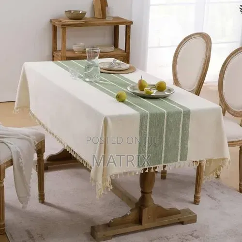 Cotton Linen Waterproof Tablecloth Burlap Table Cloths With Tassel