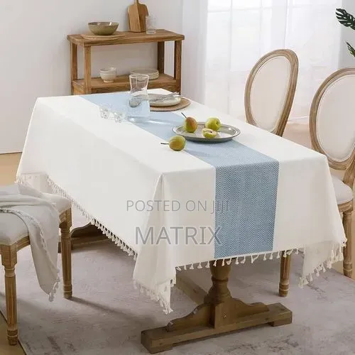 Cotton Linen Waterproof Tablecloth Burlap Table Cloths With Tassel
