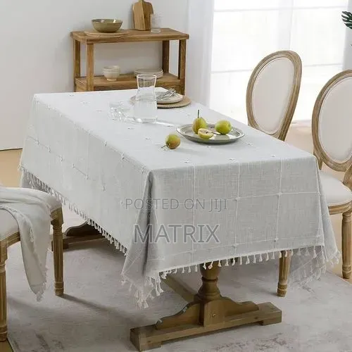 Cotton Linen Waterproof Tablecloth Burlap Table Cloths With Tassel