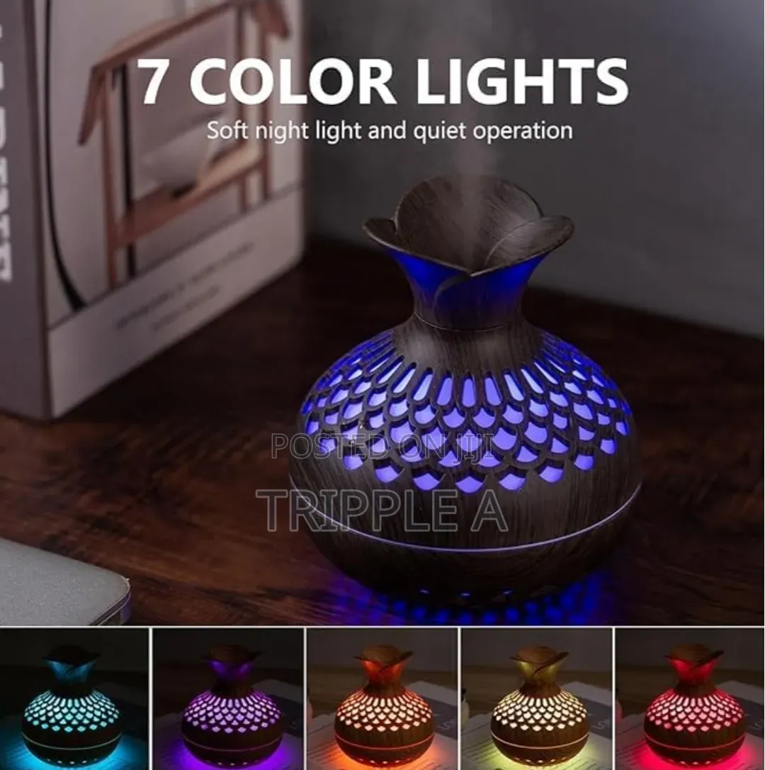 Wood Grain Vase-Shaped Ultrasonic Humidifier