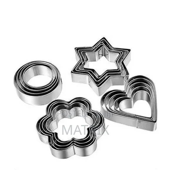 12 Piece, 4 Shape Stainless Steel Cookie Cutter