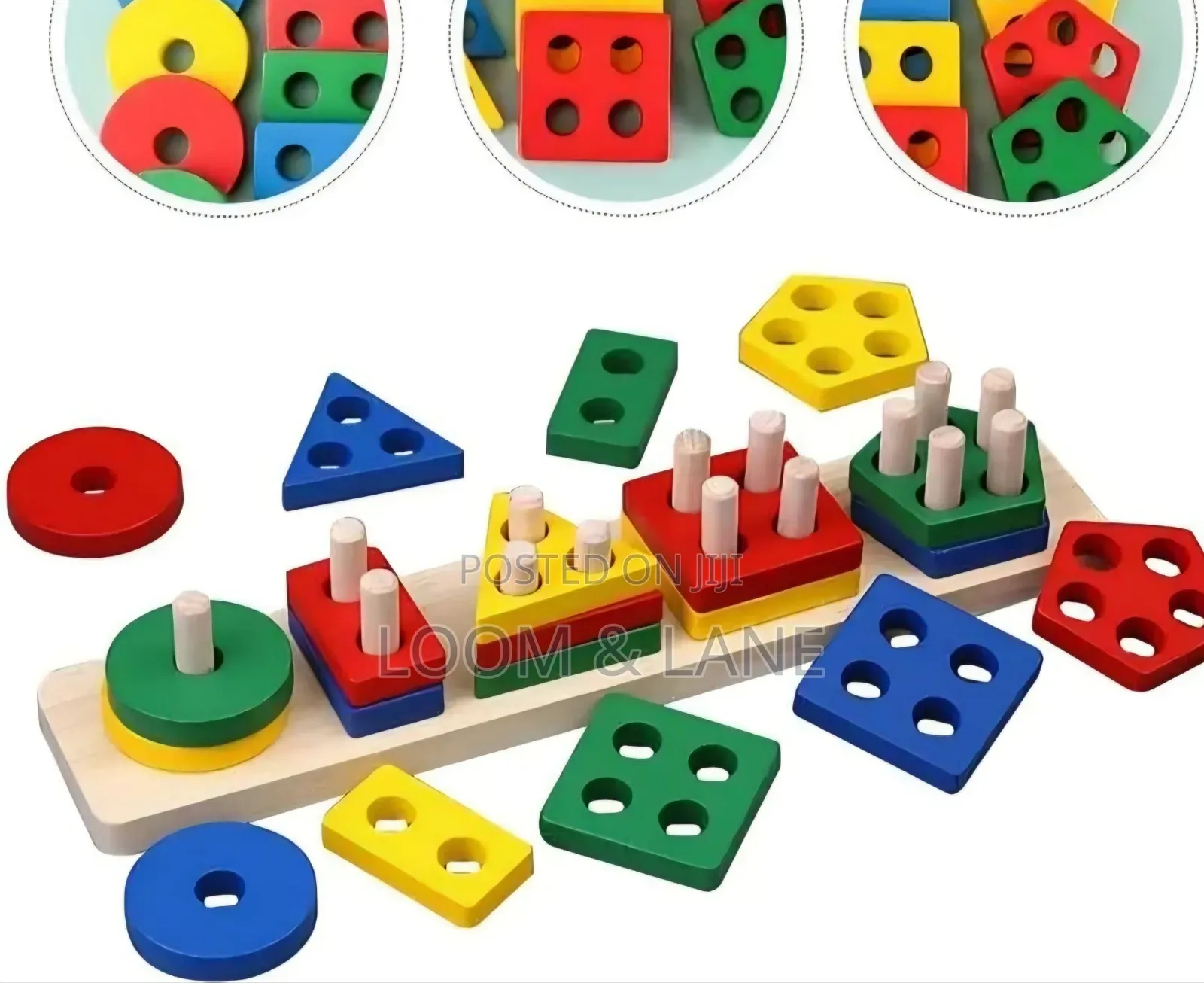 Kids Wooden Shape Sorter and Stacking Toy