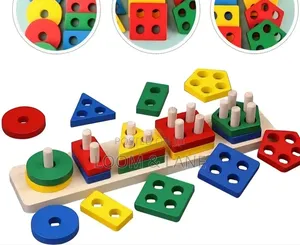 Kids Wooden Shape Sorter and Stacking Toy