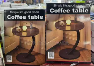 Modern Wooden C-Shaped Portable Coffee Table for Living Room