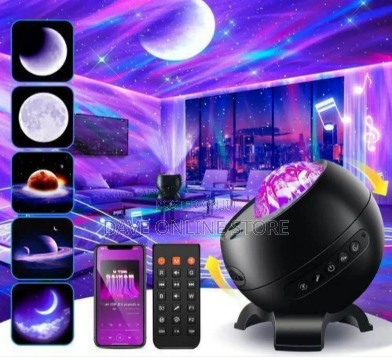 Dynamic Star and Galaxy Projector With Speaker and Remote Control
