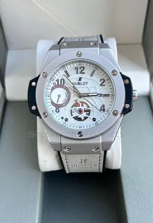 Men's Original Hublot White Face Automatic Wrist Time Piece