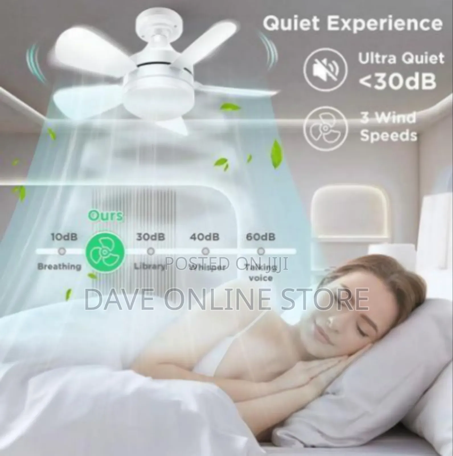 Compact Ceiling Fan With Integrated Led Light