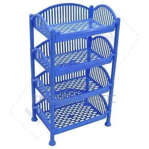 1-Plastic Laundry Basket Trolley- Mulitcolor