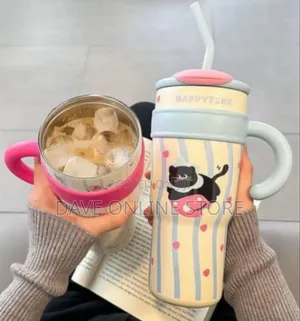 Insulated Tumbler With Handle and Straw