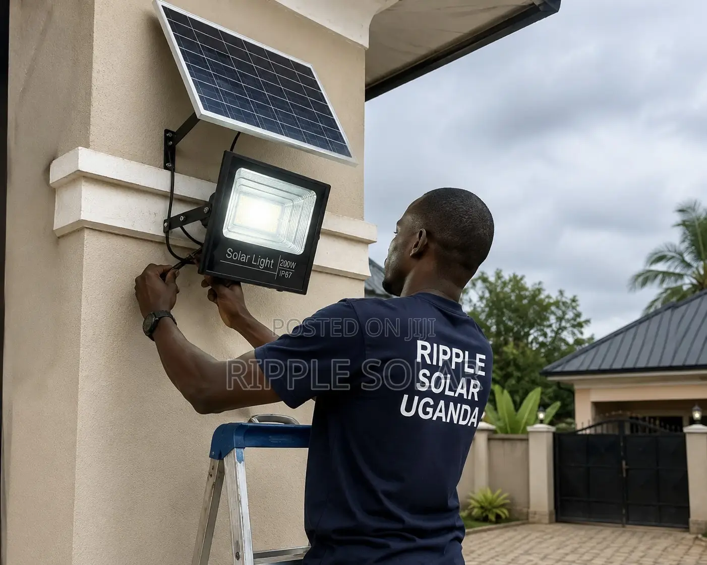 200w Solar Flood Security Light With Panel Remote Control Outdoor