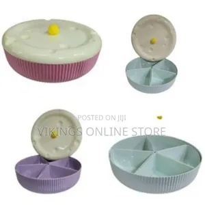Divided Serving Tray Plate With Lid, Removable Divided Platter Snack