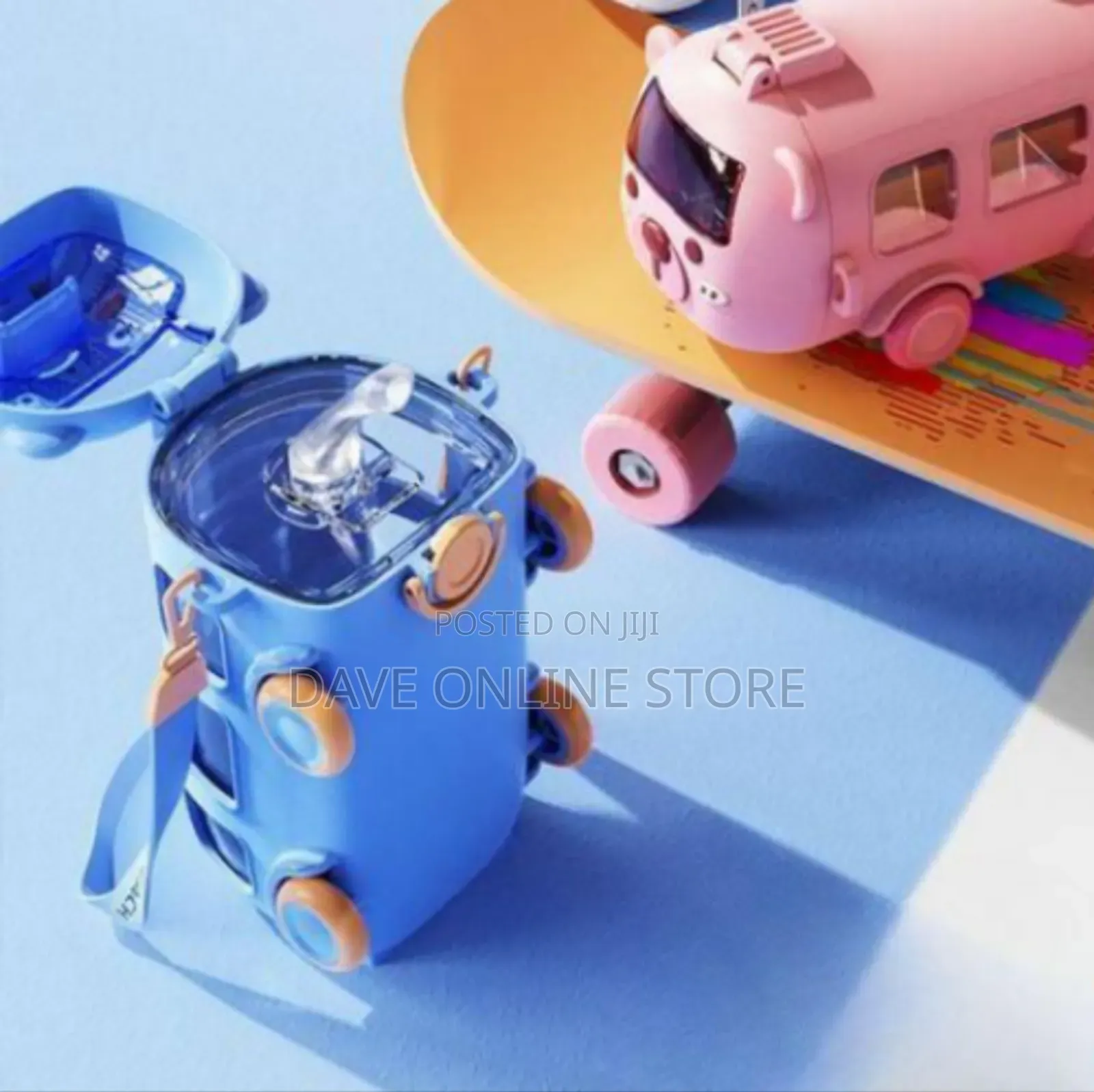 Toy Bus Water Bottle / Sippy Cup With Wheels