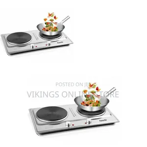 Saachi Electric Stove Double Burner Hot Plate Coil Cooker - Silver
