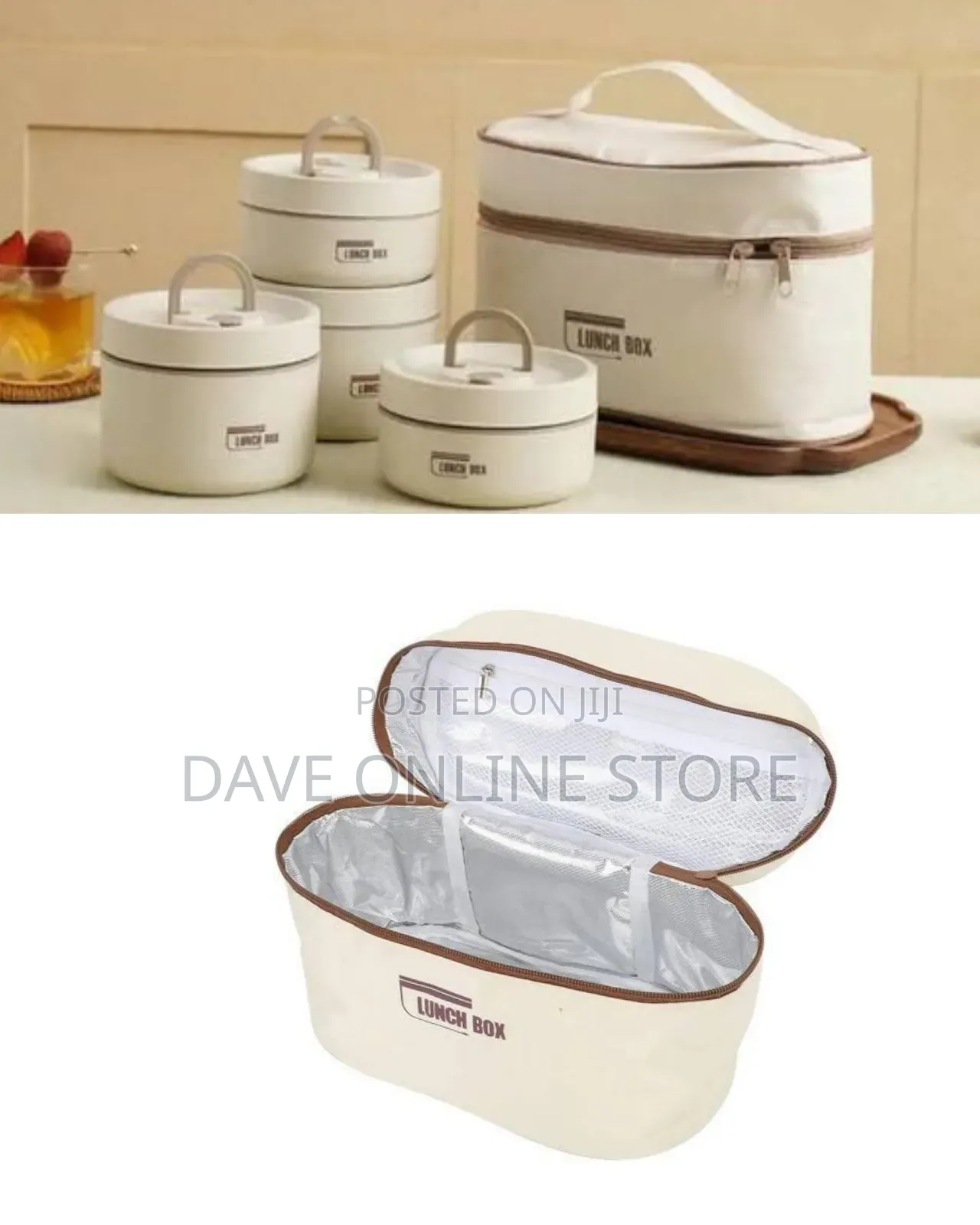 5 Pieces Lunch Box Set. Comes 4 Small Food Flasks and 1 Thermal Bag