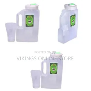 Plastic Water Fridge Bottle With 1 Glass, 1.5l - Green, White